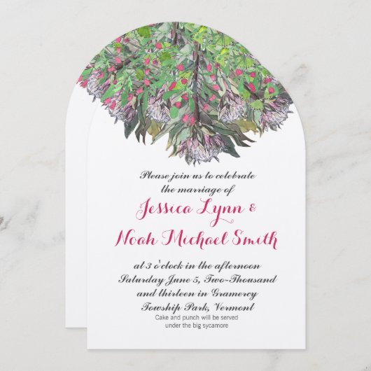 Boho Watercolor Pink Purple Green Floral Wedding Einladung (Vorne/Hinten)