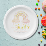 Boho Watercolor Pink Rainbow Girl Baby Dusche Pappteller<br><div class="desc">Feiern Sie die bevorstehende Ankunft mit unserem Blue Boho Watercolor Rainbow Girl Baby Shower Design. Dieses charmante Design besticht durch einen zarten Aquarellregenbogen in sanften rosa Farbtönen, der sich perfekt eignet, um Ihre Babydusche in einen skurrilen und fröhlichen Ton zu setzen. Personalisieren Sie es mit all den Veranstaltungsdetails, um eine...</div>