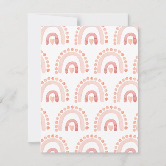Boho Watercolor Pink Rainbow Girl Mitteilungskarte (Rückseite)