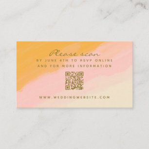 Boho Watercolor Pink Yellow QR Code UAWG Begleitkarte