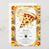 Boho Watercolor Pizza Birthday Einladung (Vorne/Hinten)