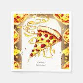 Boho Watercolor Pizza Birthday Serviette (Vorderseite)