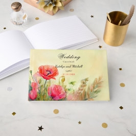 Boho Watercolor Poppies Wedding Gästebuch