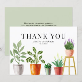 Boho Watercolor Potcolor Houseplant Abschluss Dankeskarte
