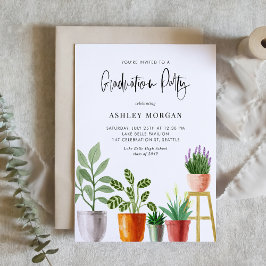 Boho Watercolor Potcolor Houseplant Abschluss Einladung