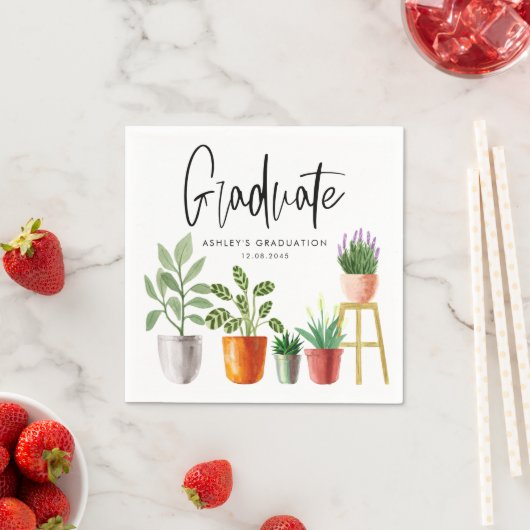 Boho Watercolor Potcolor Houseplant Abschluss Serviette (Beispiel)