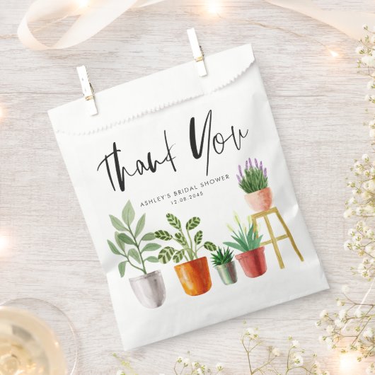 Boho Watercolor Potcolor Houseplant Brautparty Geschenktütchen (Ausgeschnitten)