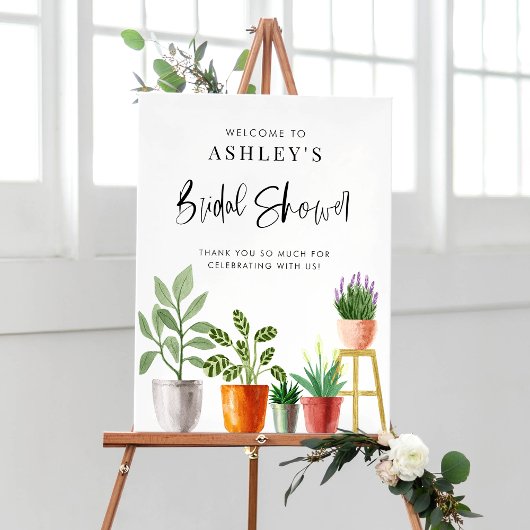 Boho Watercolor Potcolor Houseplant Brautparty Poster