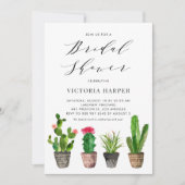 Boho Watercolor Potted Cactus Brautparty Einladung (Vorderseite)