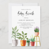 Boho Watercolor Potted Pflanze Baby Brunch Einladung (Vorderseite)