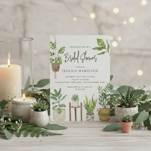 Boho Watercolor Potted Pflanze Brautparty Einladung