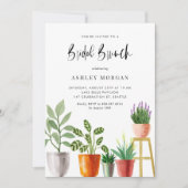 Boho Watercolor Potted Pflanze Bridal Brunch Einladung (Vorderseite)