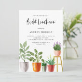 Boho Watercolor Potted Pflanze Bridal Luncheon Einladung (Stehend Vorderseite)
