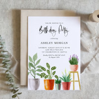 Boho Watercolor Potted Pflanze Geburtstagsparty
