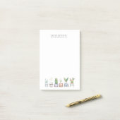 Boho Watercolor Potted Pflanze | Monogramm-Station Post-it Klebezettel (Auf Schreibtisch)