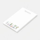 Boho Watercolor Potted Pflanze | Monogramm-Station Post-it Klebezettel (angewinkelt)