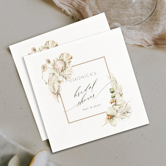 Boho Watercolor Protea Orchid Brautparty Serviette