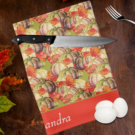 BOHO Watercolor Pumpkin Fall Erntedank Geschirrtuch