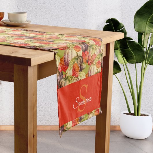 BOHO Watercolor Pumpkin Fall Erntedank Kurzer Tischläufer