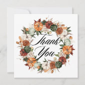 Boho Watercolor Pumpkins Wreath Herbsthochzeit Dankeskarte (Vorderseite)