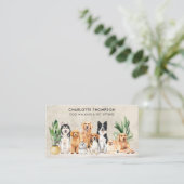 Boho Watercolor Puppy Hunde Hunde Hund Walker Pet Visitenkarte (Stehend Vorderseite)