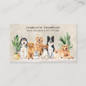 Boho Watercolor Puppy Hunde Hunde Hund Walker Pet Visitenkarte (Vorderseite)