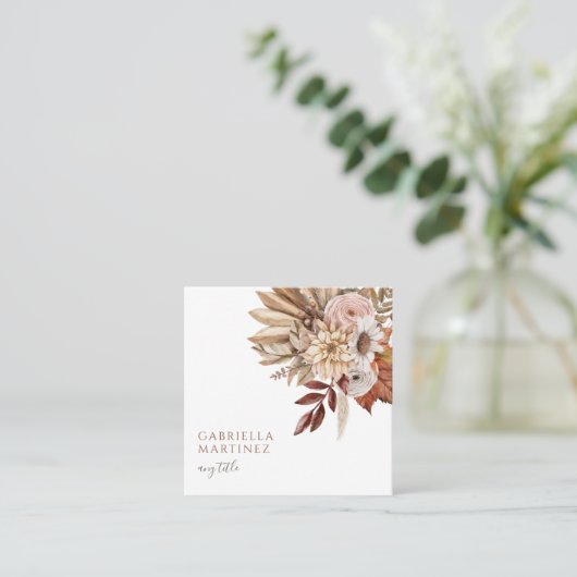 Boho Watercolor Quadratische Visitenkarte (Stehend Vorderseite)