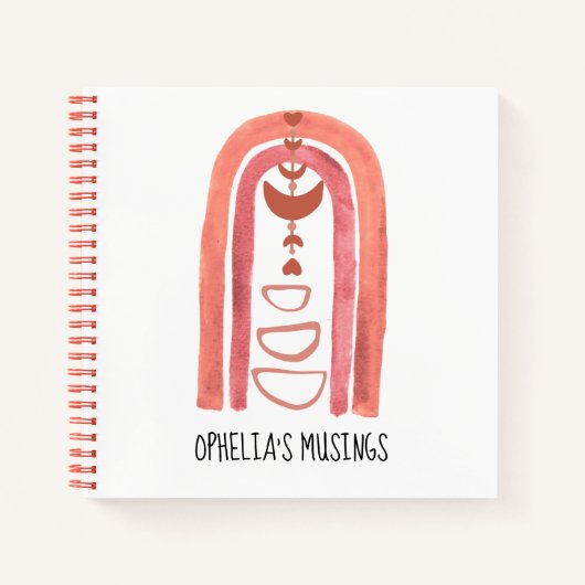 Boho Watercolor Rainbow Abstrakte Formen Name Notizblock (Vorderseite)