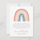 Boho Watercolor Rainbow Baby Dusche Dankeskarte (Vorderseite)