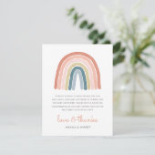 Boho Watercolor Rainbow Baby Dusche Dankeskarte (Stehend Vorderseite)