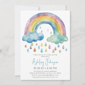 Boho Watercolor Rainbow Baby Dusche Einladung (Vorderseite)