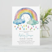 Boho Watercolor Rainbow Baby Dusche Einladung (Stehend Vorderseite)
