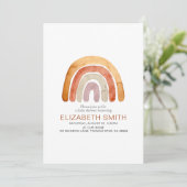 Boho Watercolor Rainbow Baby Dusche Einladung (Stehend Vorderseite)