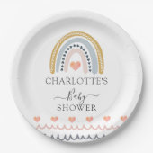 Boho Watercolor Rainbow Baby Dusche Pappteller (Vorderseite)