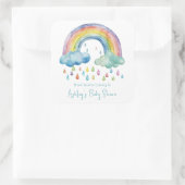 Boho Watercolor Rainbow Baby Dusche Quadratischer Aufkleber (Tasche)