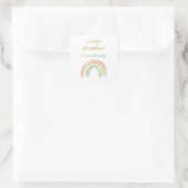 Boho Watercolor Rainbow Baby Dusche Quadratischer Aufkleber (Tasche)