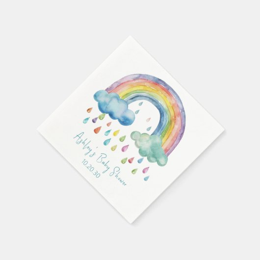 Boho Watercolor Rainbow Baby Dusche Serviette (Ecke)