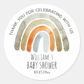 Boho Watercolor Rainbow Baby Dusche Vielen Dank Runder Aufkleber (Vorderseite)