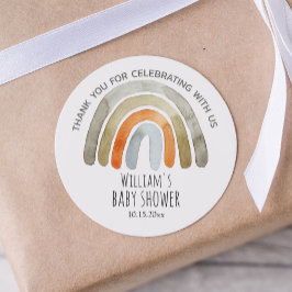 Boho Watercolor Rainbow Baby Dusche Vielen Dank Runder Aufkleber