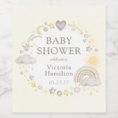 Boho Watercolor Rainbow Baby Dusche Weinetikett (Einzelnes Label)