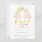 Boho Watercolor Rainbow Baby Girl Shower Einladung (Vorderseite)