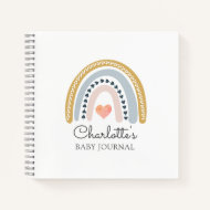 Boho Watercolor Rainbow Baby Guest Notebook Notizblock