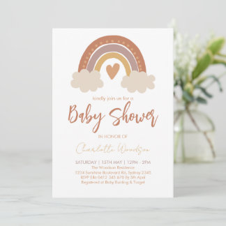 Boho Watercolor Rainbow Baby Shower Einladung