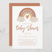 Boho Watercolor Rainbow Baby Shower Einladung (Vorne/Hinten)
