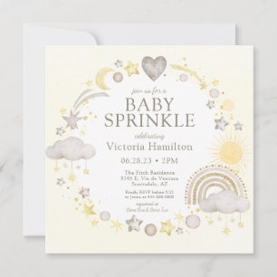 Boho Watercolor Rainbow Baby Sprinkle Einladung