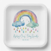 Boho Watercolor Rainbow Baby Sprinkle Pappteller (Vorderseite)