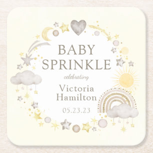 Boho Watercolor Rainbow Baby Sprinkle Rechteckiger Pappuntersetzer