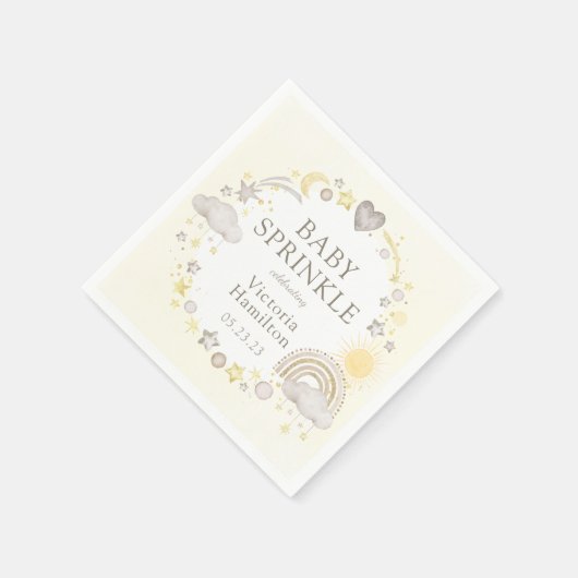 Boho Watercolor Rainbow Baby Sprinkle Serviette (Ecke)