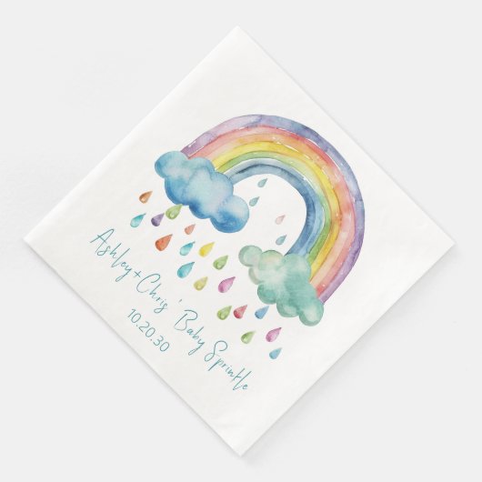 Boho Watercolor Rainbow Baby Sprinkle Serviette (Ecke)