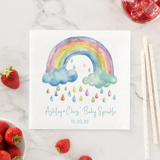 Boho Watercolor Rainbow Baby Sprinkle Serviette (Beispiel)